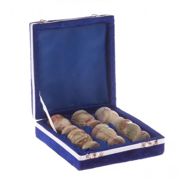 Рюмки для водки на ножке 20 мл из камня оникс набор 6 шт 3,8х6 см в футляре (1,5х2,5) 121898