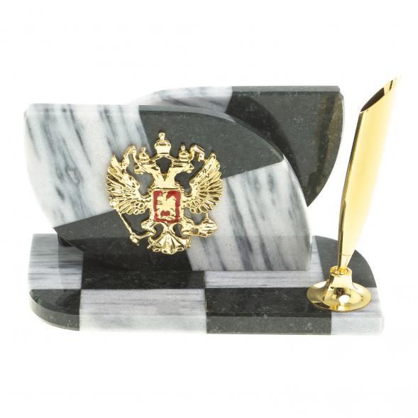 Визитница &amp;quot;Шахматная&amp;quot; из мрамора и змеевика 123750