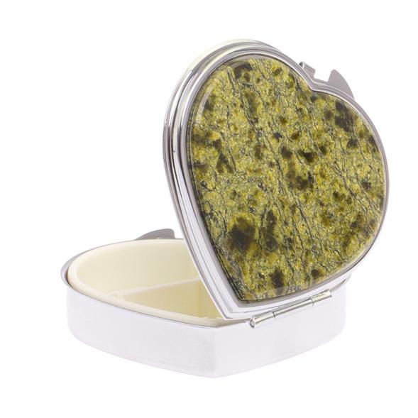 Таблетница &amp;quot;Сердце&amp;quot; на 3 отделения змеевик цвет серебро 125088