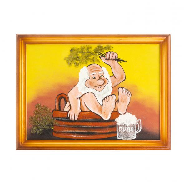 Картина &amp;quot;Банька&amp;quot; багет дерево 36х46 см из каменной крошки 117615