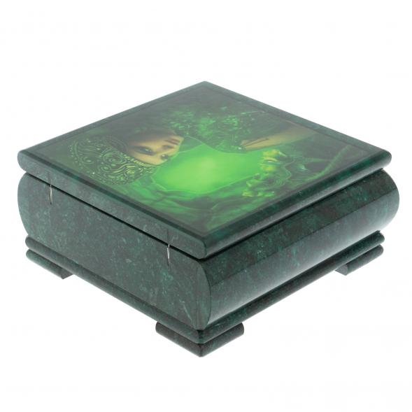 Шкатулка &amp;quot;Хозяйка медной горы&amp;quot; из змеевика 18х18хх8 см 128337