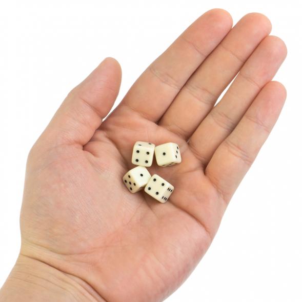 Кубики игральные 1 см набор 4 шт белые 128488