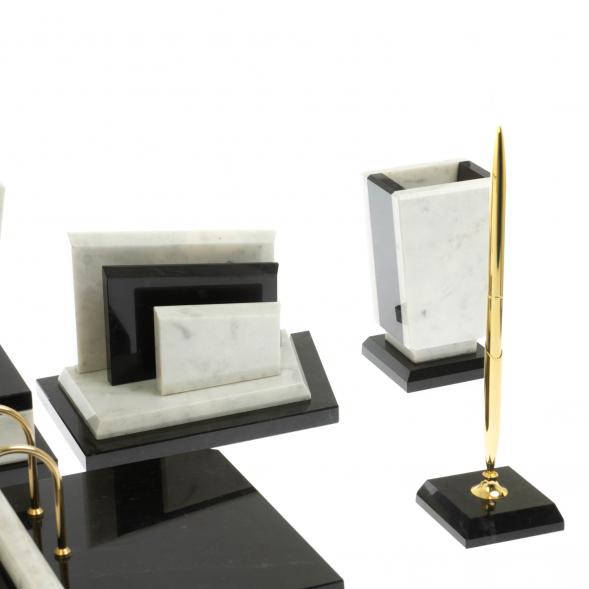 Письменный набор &amp;quot;Бюрократ&amp;quot; с гербом РФ из мрамора 129436