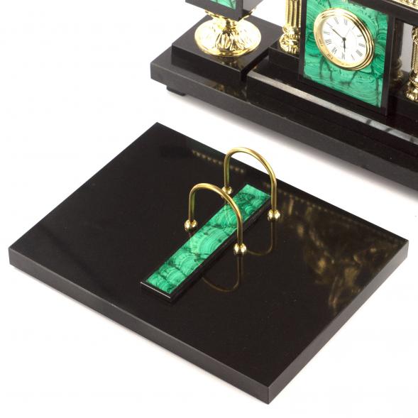 Письменный набор &amp;quot;Георгий Победоносец&amp;quot; из камня малахит с бронзой 121252