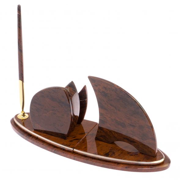 Письменный набор &amp;quot;Парус&amp;quot; камень обсидиан 122891