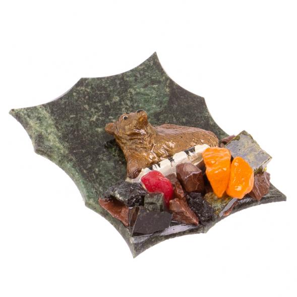 Магнит &amp;quot;Медведь с березой&amp;quot; змеевик 126150