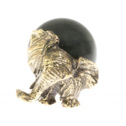 Статуэтка "Слон с шаром № 2" бронза змеевик