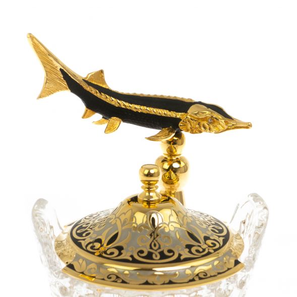 Икорница &amp;quot;Стерлядка&amp;quot; на ножке камень агат Златоуст 129006