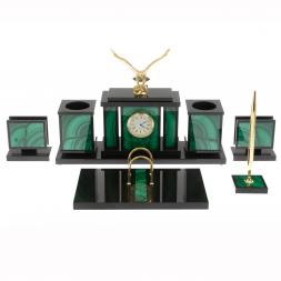 Настольный набор "Орел" из малахита