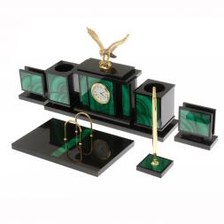 Настольный набор "Орел" из малахита