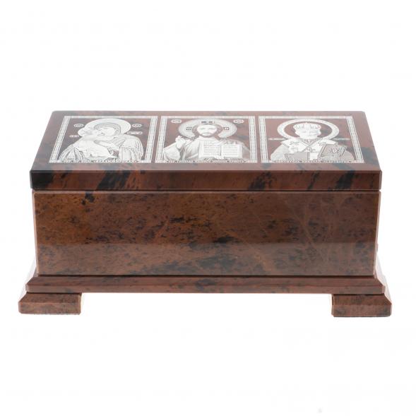 Шкатулка с иконой &amp;quot;Святые лики&amp;quot; камень обсидиан 18,5х10х7,5 см 122356