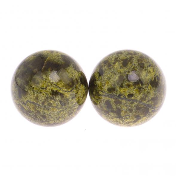 Шары для массажа 3,5 см 2 шт из светло-зеленого змеевика 125166
