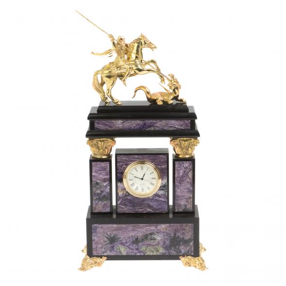 Каминные часы из чароита &amp;quot;Георгий Победоносец&amp;quot; 126839