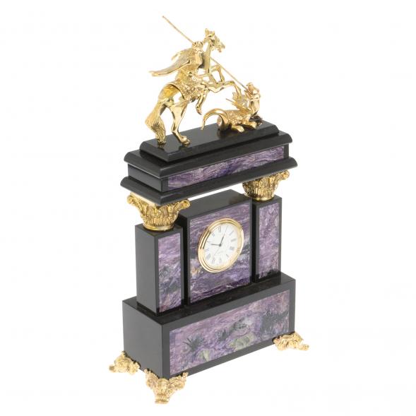 Каминные часы из чароита &amp;quot;Георгий Победоносец&amp;quot; 126839