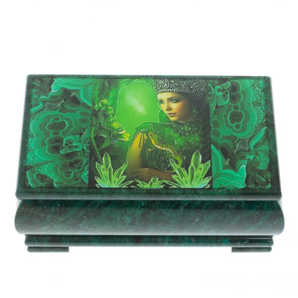 Шкатулка &amp;quot;Хозяйка медной горы&amp;quot; из змеевика 18х10х8,5 см 128416