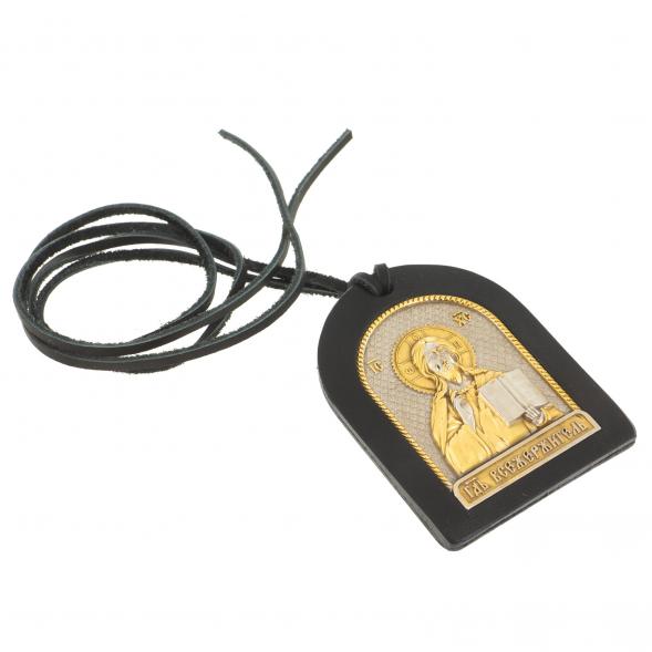 Оберег в автомобиль с иконой &amp;quot;Спаситель&amp;quot; черная кожа 122464