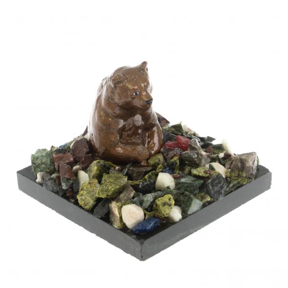 Сувенир &amp;quot;Мишка у камня сидящий&amp;quot; змеевик 116048