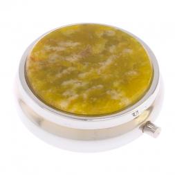 Таблетница на 3 отделения камень офит благородный цвет серебро