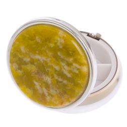 Таблетница на 3 отделения камень офит благородный цвет серебро