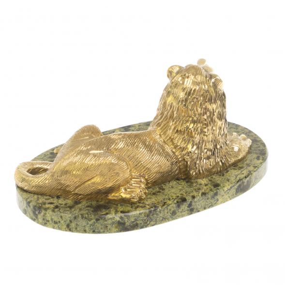 Статуэтка из бронзы &amp;quot;Лев на отдыхе&amp;quot; змеевик 126922