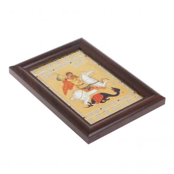 Икона гравюра &amp;quot;Св. Георгий Победоносец&amp;quot; багет 12,5х17,5х1 см Златоуст 128015