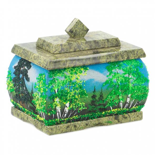 Шкатулка змеевик рисунок Лето 10х7,5х9 см 119957