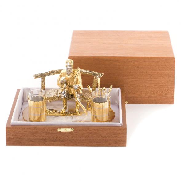 Набор из двух стопок &amp;quot;Отдых на мостике&amp;quot; камень агат Златоуст 120031