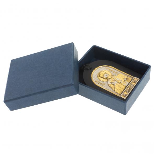 Оберег в автомобиль с иконой &amp;quot;Николай Чудотворец&amp;quot; черная кожа Златоуст 122465