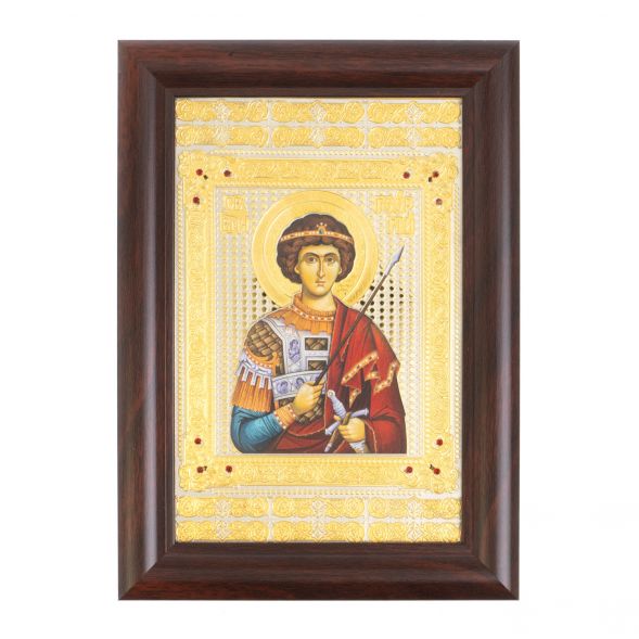 Икона гравюра &amp;quot;Св. Георгий Победоносец&amp;quot; багет 12,5х17,5х1 см Златоуст 128016