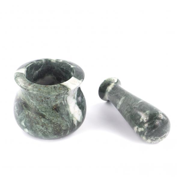 Каменная ступка с пестиком из змеевика 121256