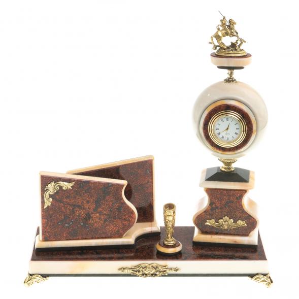 Письменный мини-набор &amp;quot;Святой Георгий&amp;quot; камень мрамор 121635