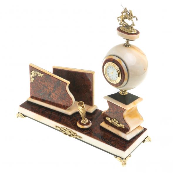 Письменный мини-набор &amp;quot;Святой Георгий&amp;quot; камень мрамор 121635