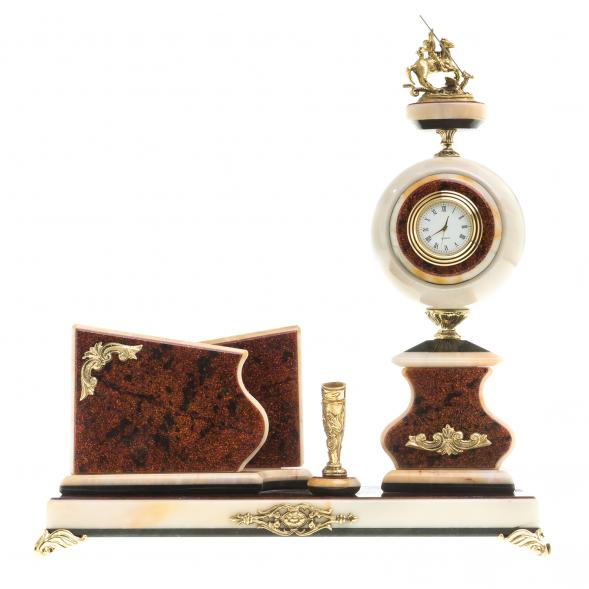 Письменный мини-набор &amp;quot;Святой Георгий&amp;quot; камень мрамор 121635