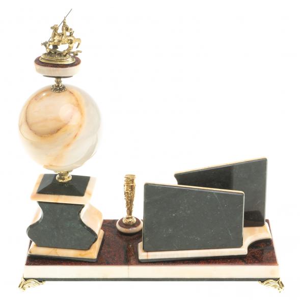 Письменный мини-набор &amp;quot;Святой Георгий&amp;quot; камень мрамор 121635