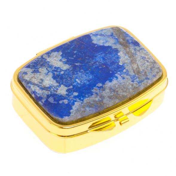Таблетница на 2 отделения камень афганский лазурит цвет золото 125948