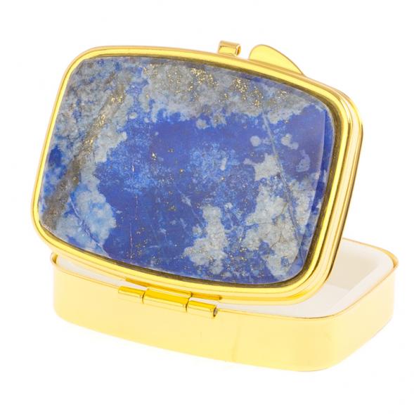 Таблетница на 2 отделения камень афганский лазурит цвет золото 125948