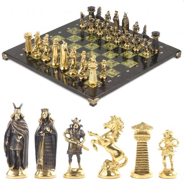 Шахматы &amp;quot;Викинги&amp;quot; из змеевика 40х40 см 118067