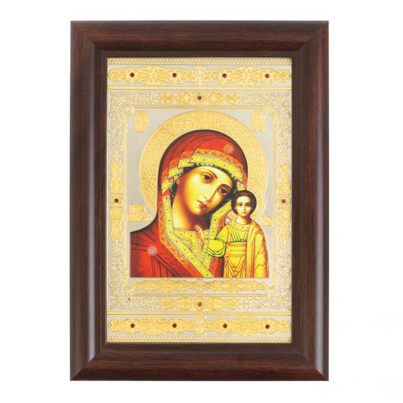Икона гравюра &amp;quot;Казанская Божья Матерь&amp;quot; багет 12,5х17,5х1 см Златоуст 128017