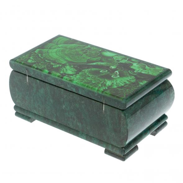 Шкатулка с иллюстрацией под малахит 18х10х8,5 см 128419
