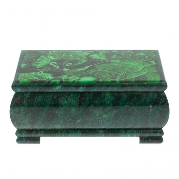 Шкатулка с иллюстрацией под малахит 18х10х8,5 см 128419