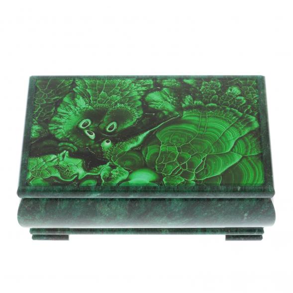Шкатулка с иллюстрацией под малахит 18х10х8,5 см 128419