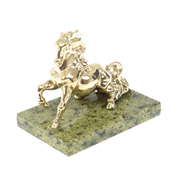 Статуэтка &amp;quot;Конь резвится&amp;quot; бронза змеевик 128937