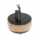 Шкатулка круглая &amp;quot;Олень&amp;quot; из розового мрамора и змеевика 10х10х11,5 см 129083