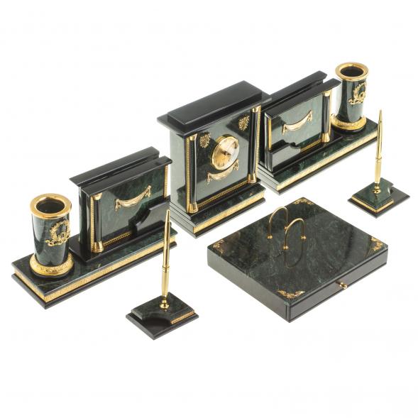 Письменный набор из змеевика &amp;quot;Цезарь&amp;quot; с лотком А4 122209