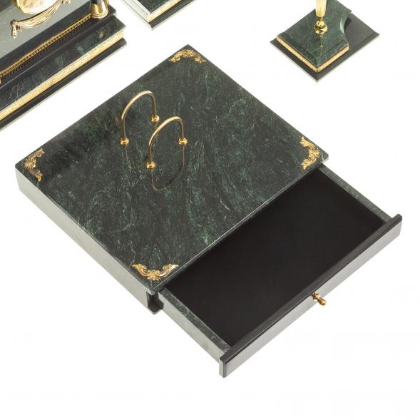 Письменный набор из змеевика &amp;quot;Цезарь&amp;quot; с лотком А4 122209