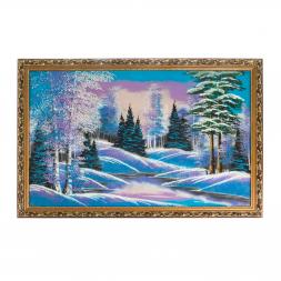 Картина "Зима" багет 56х86 см, рисунок каменная крошка