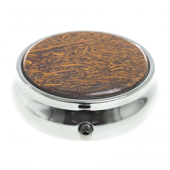 Таблетница на 3 отсека камень змеиная яшма цвет серебро 123213