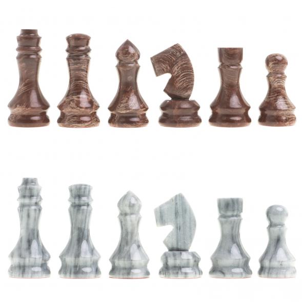 Шахматы из камня &amp;quot;Традиционные&amp;quot; доска 40х40 см серый мрамор лемезит 123751