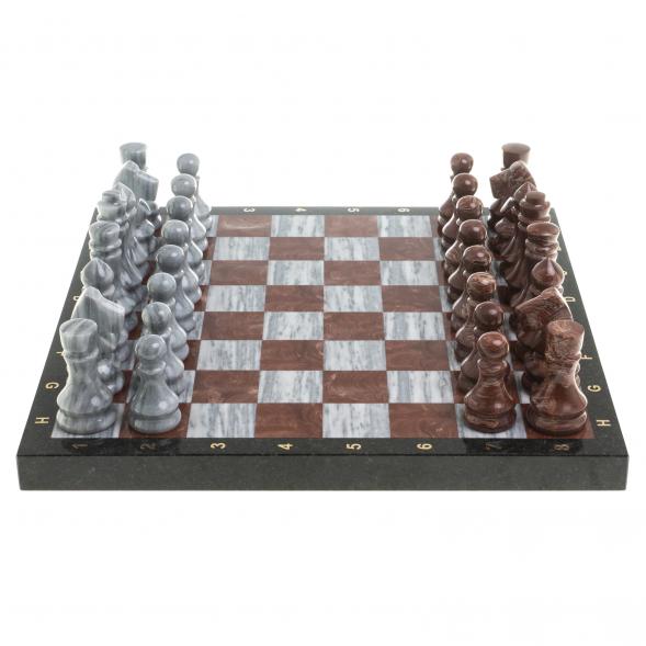 Шахматы из камня &amp;quot;Традиционные&amp;quot; доска 40х40 см серый мрамор лемезит 123751