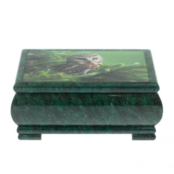 Шкатулка &amp;quot;Сова&amp;quot; из змеевика 18х10х8,5 см 128420